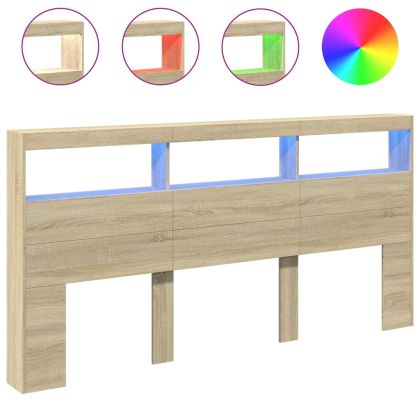 Табла шкаф с LED, сонома дъб, 200x17x102 см