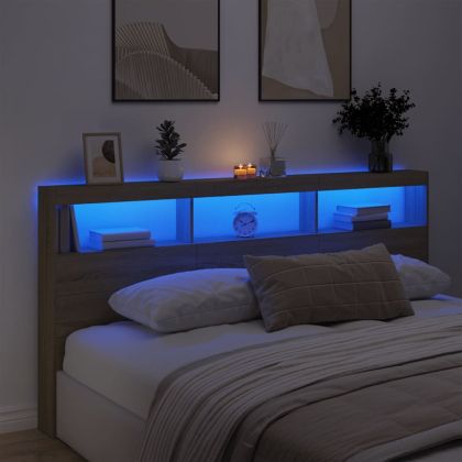 Табла шкаф с LED, сонома дъб, 200x17x102 см