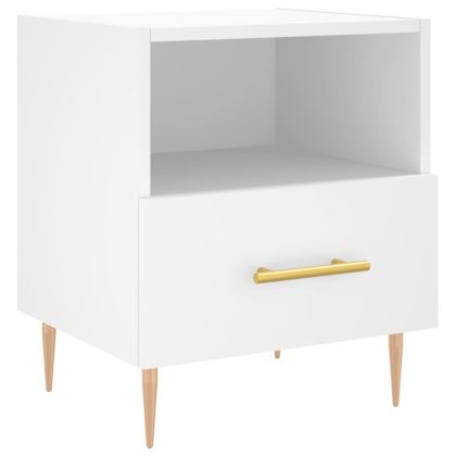 Нощно шкафче, бяло, 40x35x47,5 см, инженерно дърво