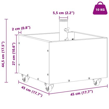 Основа за чадър Зелен 45 x 45 x 45 cm Стомана