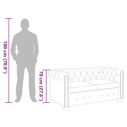 Честърфийлд 2-местен диван изкуствена кожа черен