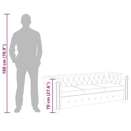 Честърфийлд 3-местен диван изкуствена кожа черен