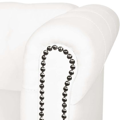 Честърфийлд 2-местен и 3-местен диван изкуствена кожа бял