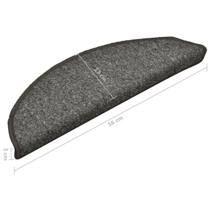 Изтривалки за стълби, 15 бр., 56x17x3 см, тъмносиви, полукръгли