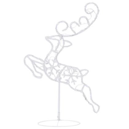 Акрилни летящи коледни елени с шейна, 260x21x87 см, цветни