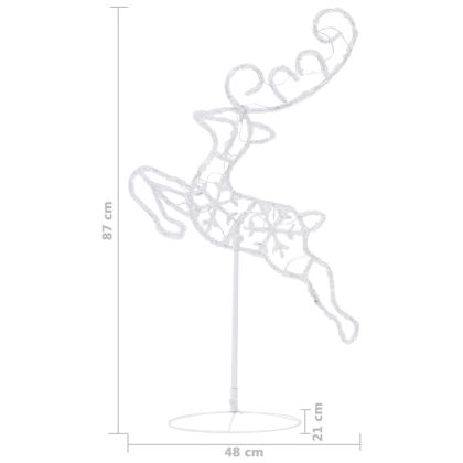 Акрилни летящи коледни елени с шейна, 260x21x87 см, цветни