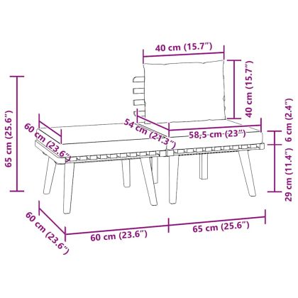 Градински комплект с възглавници, 3 части, акациево дърво масив