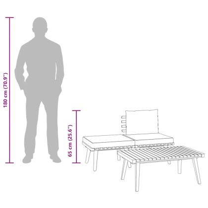 Градински комплект с възглавници, 3 части, акациево дърво масив