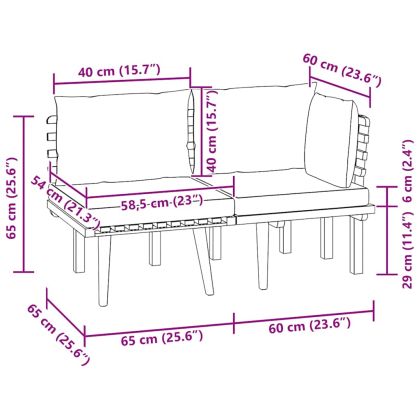 Градински комплект с възглавници, 2 части, акациево дърво масив