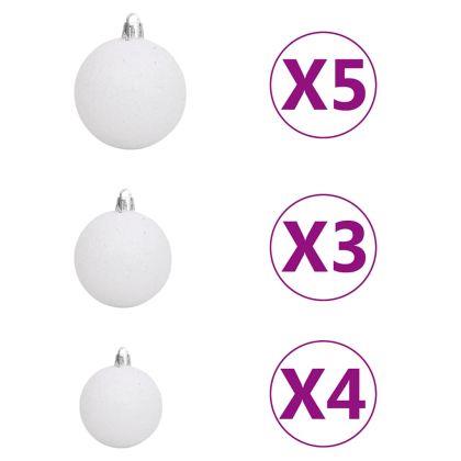 Изкуствена коледна елха с шарнири, 150 LED и топки, 120 см