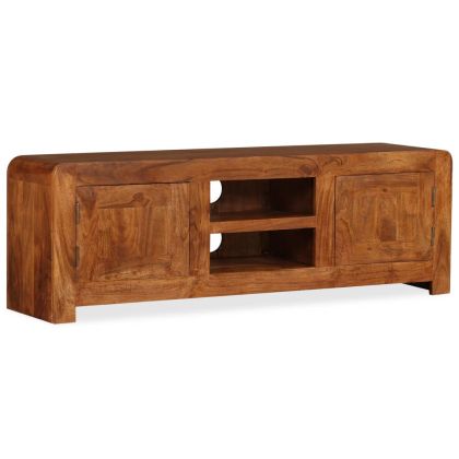 ТВ шкаф масивно дърво с меден финиш 120x30x40 см