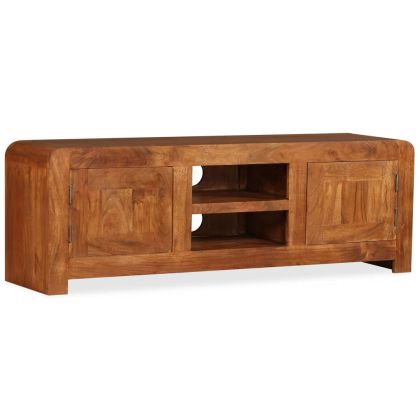 ТВ шкаф масивно дърво с меден финиш 120x30x40 см