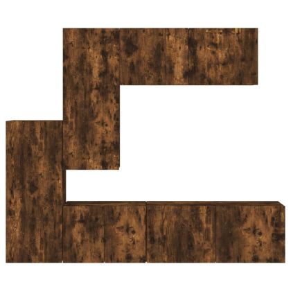 ТВ стенни модули, 5 части, опушен дъб, инженерно дърво