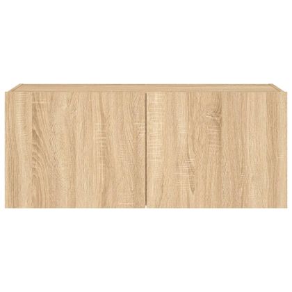 Стенен ТВ шкаф с LED осветление, сонома дъб, 100x35x41 см