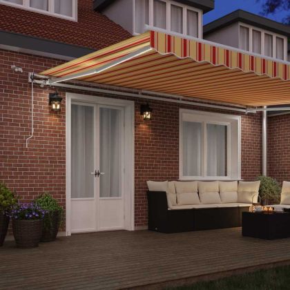 Сгъваем навес Жълт и оранжев 500 × 300 cm Полиестер и метал