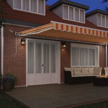 Сгъваем навес Жълт и оранжев 600 × 300 cm Полиестер и метал