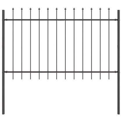 Градска ограда 4 pcs Сив 6,8 x 0,8 м Прахово боядисана стомана