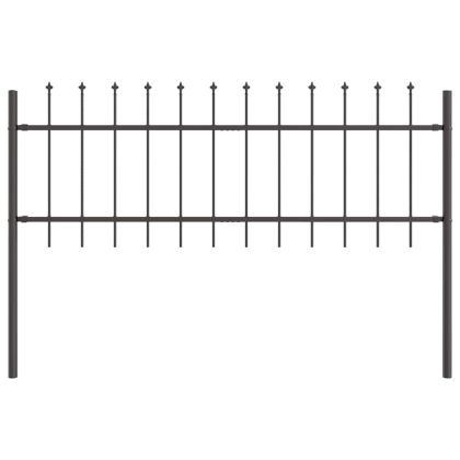 Градска ограда 6 pcs Сив 10,2 x 0,6 м Прахово боядисана стомана