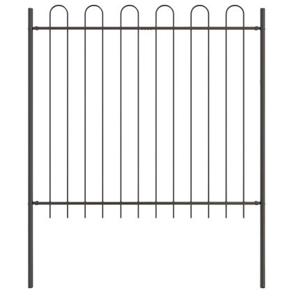 Градска ограда 6 pcs Сив 10,2 x 1,5 м Прахово боядисана стомана