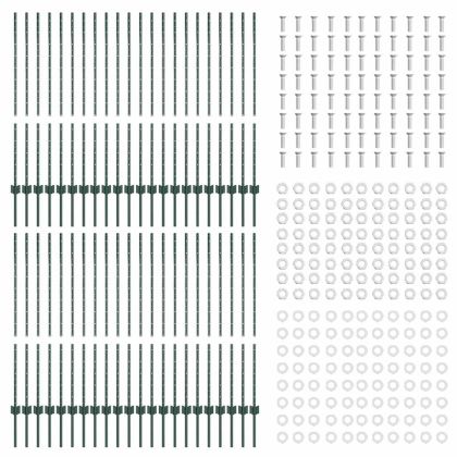 Стълб за ограда. 44 pcs Зелен 160 cm Стомана