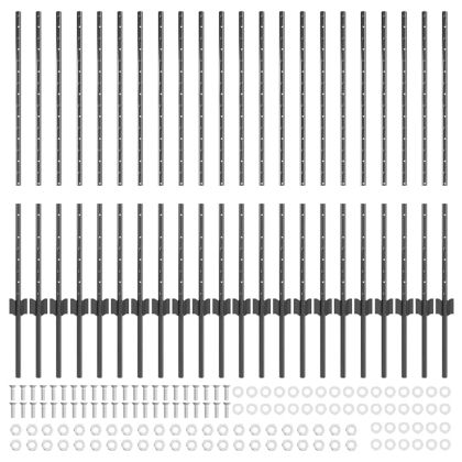 Стълб за ограда. 22 pcs Сив 140 cm Стомана