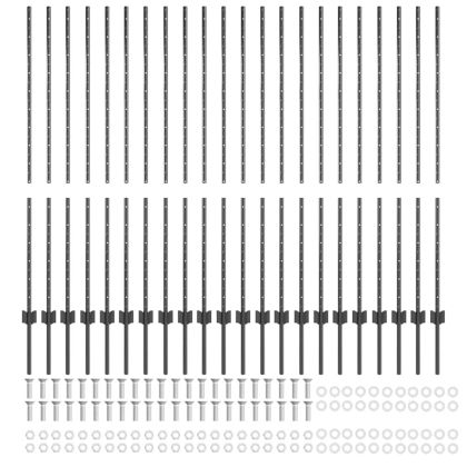 Стълб за ограда. 22 pcs Сив 180 cm Стомана