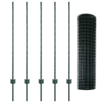 Ограда с пост Зелен 1,2 x 10 m Стомана и PVC