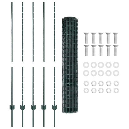 Ограда с пост Зелен 1,4 x 10 m Стомана и PVC