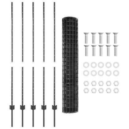 Ограда с пост Сив 1,4 x 10 m Стомана и PVC