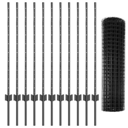 Ограда с пост Сив 1 x 25 m Стомана и PVC