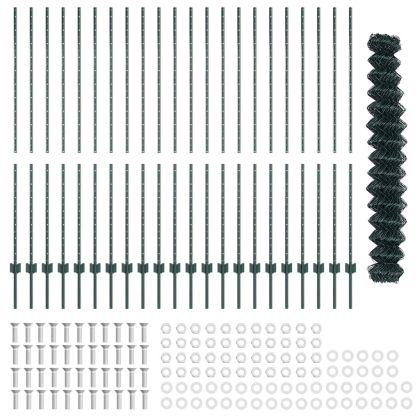 Ограда с пост Зелен 1,5 x 25 m Стомана