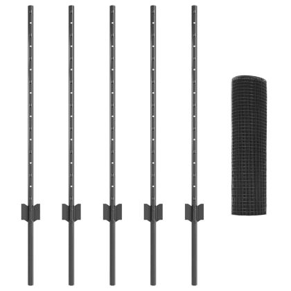 Ограда с пост Сив 0,8 x 10 m Стомана и PVC