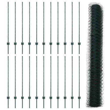 Ограда с пост Зелен 1,2 x 50 m Стомана и PVC