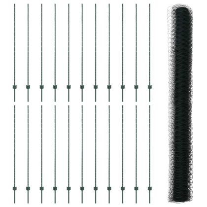 Ограда с пост Зелен 1,6 x 50 m Стомана и PVC