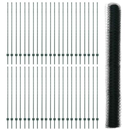 Ограда с пост Зелен 1,5 x 100 м Стомана и PVC