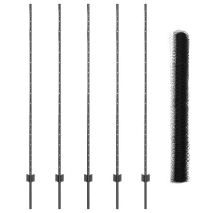 Ограда с пост Сив 1,6 x 10 m Стомана и PVC