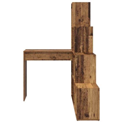 Ъглово бюро с рафт Старо дърво 101,5 x 149,5 x 149,5 см
