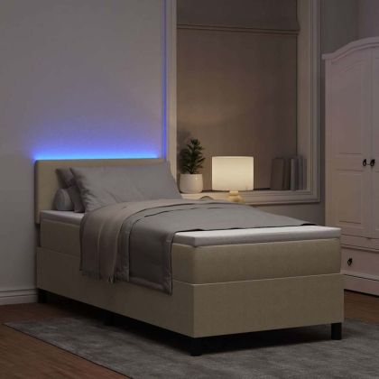 LED кутия за пружини с легло Светлосив и бял 80 x 200 cm