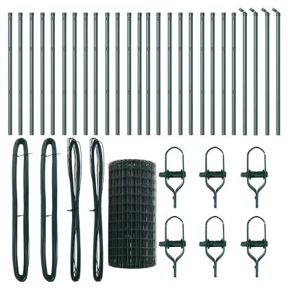 Ограда с пост Зелен 0,6 x 50 м Стомана и PVC