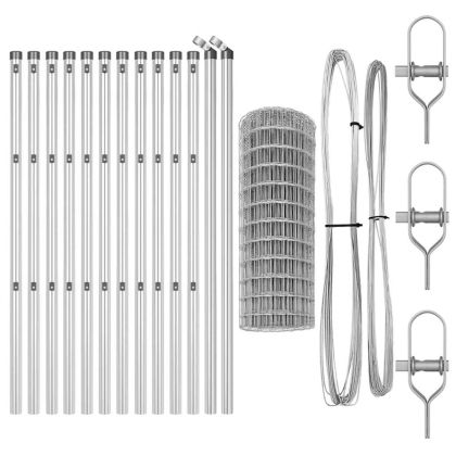 Ограда с пост Сребрист 0,6 x 25 м Стомана и PVC