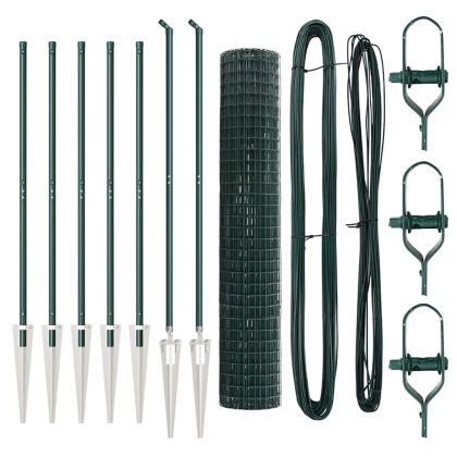 Ограда с пост Зелен 1,5 x 10 m Стомана и PVC