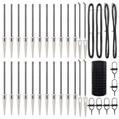 Ограда с пост Сив 0,6 x 50 м Стомана и PVC