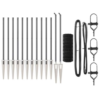 Ограда с пост Сив 0,6 x 25 м Стомана и PVC