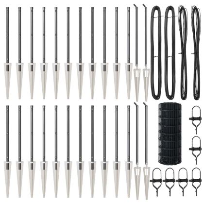 Ограда с пост Сив 0,4 x 50 м Стомана и PVC