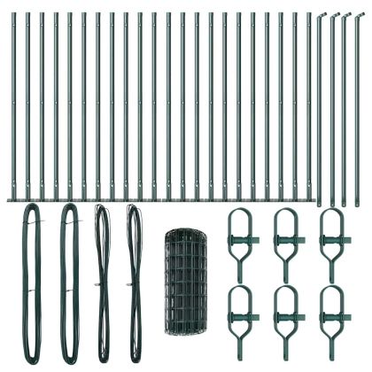 Ограда с пост Зелен 0,4 x 50 м Стомана и PVC