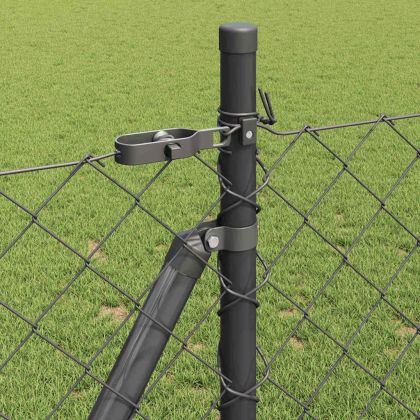 Стълб за ограда. Сив 10 x 1 м (мрежа 60 x 60 мм) Стомана и PVC