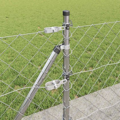 Стълб за ограда. Сребрист 10 x 0,6 м (60 x 60 мм мрежа) Стомана