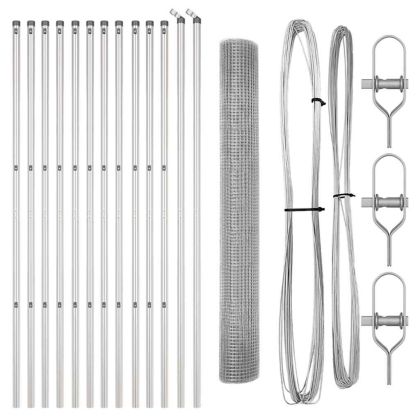 Стълб за ограда. Сребрист 25 x 1,4 м (16 x 16 мм мрежа) Стомана