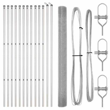 Стълб за ограда. Сребрист 25 x 1,6 м (25 x 25 мм мрежа) Стомана