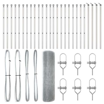 Стълб за ограда. Сребрист 50 x 0,4 м (12 x 12 мм мрежа) Стомана